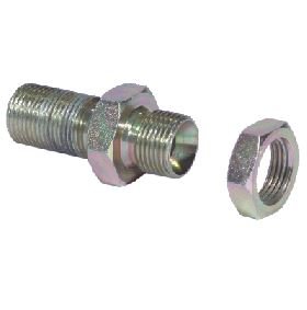 Plated Steel Bulkhead Fitting 1/4"M x 1/4" M